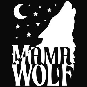 White MAMA WOLF stars and moon 4.5Wx6H Premium permanent vinyl decal